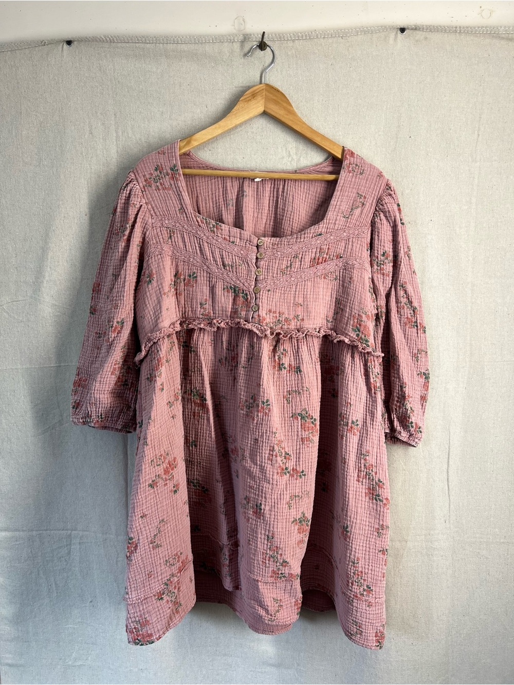 easel Mauve Pink Floral Babydoll Mini Dress